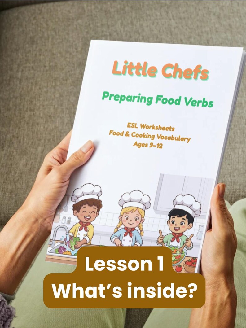 Little Chefs ESL Food Cooking Worksheets Bundle | Kitchen Verbs ...