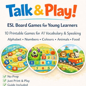 ESL Speaking Board Games for Kids Ages 6-8 – Printable Vocabulary & Speaking Activities (PDF)