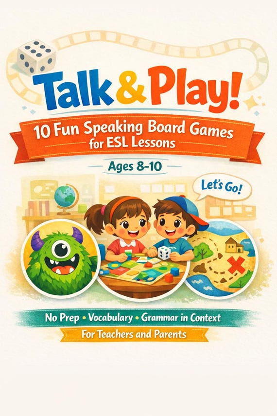 ESL Speaking Board Games for Kids | Ages 8-10, A1-A2 English Practice