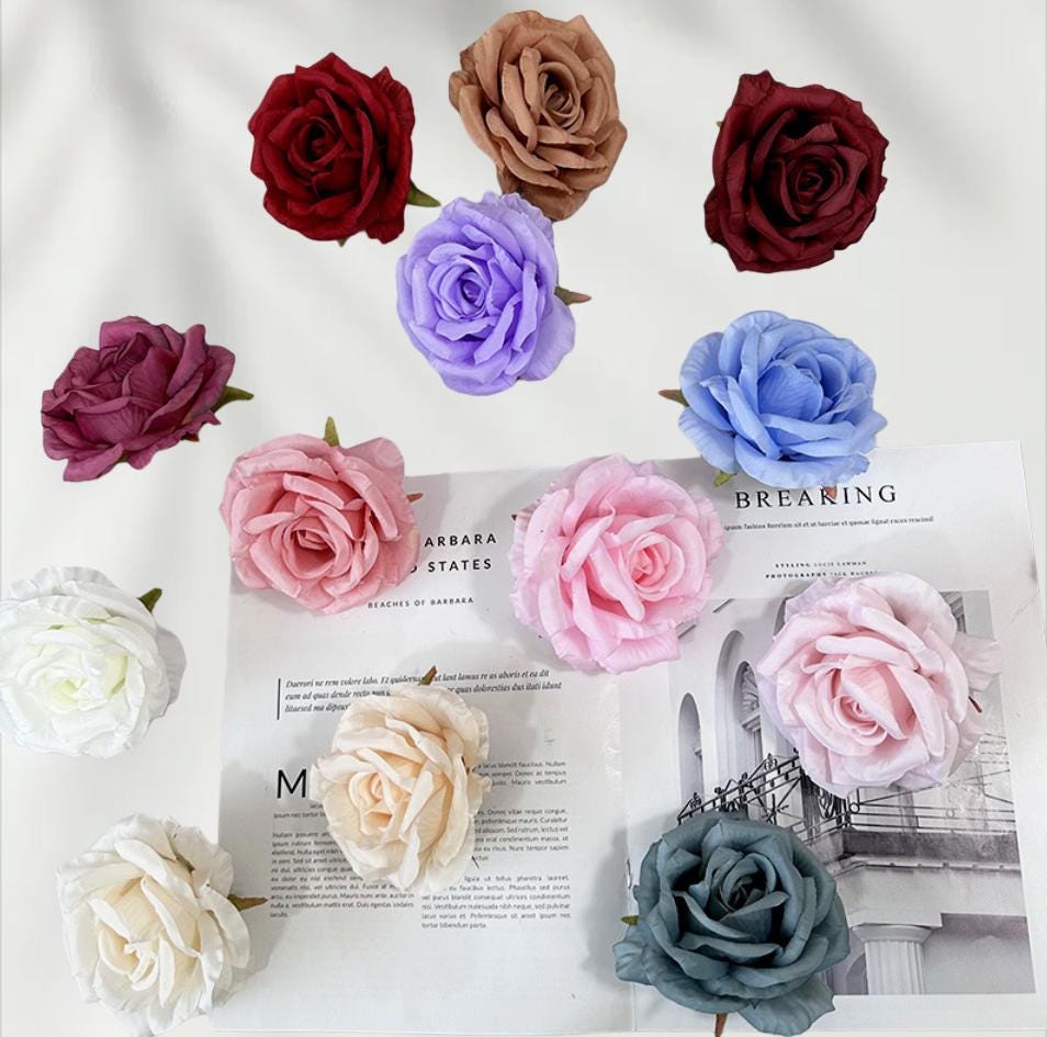 Artificial Rose Flower Heads Faux Silk Roses for DIY Wedding Decor ...