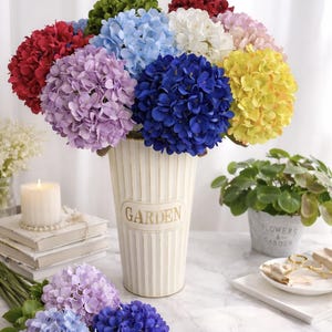 Single Stem Faux Hydrangea Flower Velvet Fabric Artificial Hydrangea for DIY Wedding Bouquet, Photography Prop, Home Decor Fake Plant