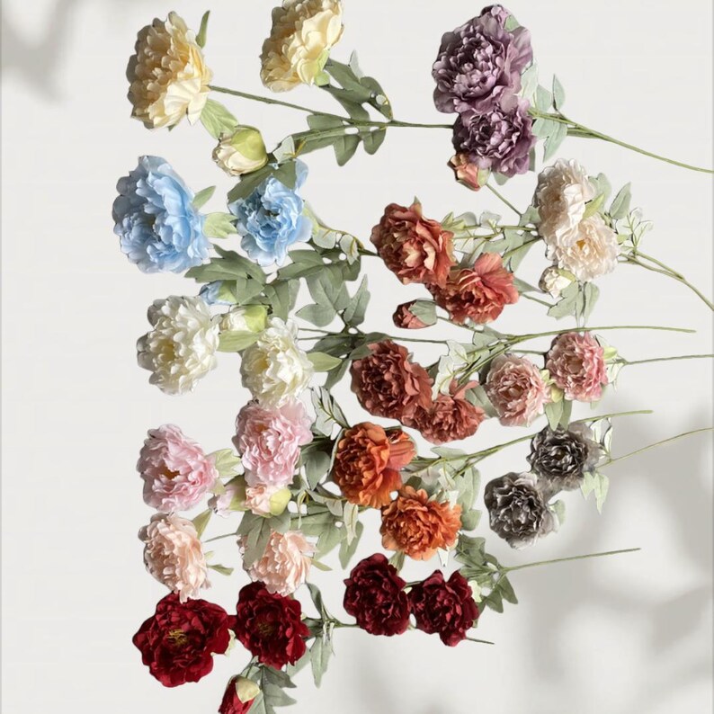 Artificial Peony Flower Stem Faux Ranunculus Silk Flowers Wedding Decor ...