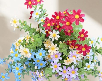 Artificial Wildflower Bouquet Faux Daisy Flowers Home Table Centerpiece Wedding Decor Floral Arrangement