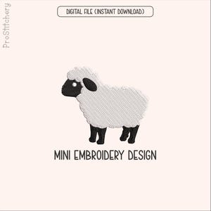 Mini fårbroderidesign, liten lammmaskinbroderifil, broderi av gårdsdjur, direktnedladdning PES DST JEF