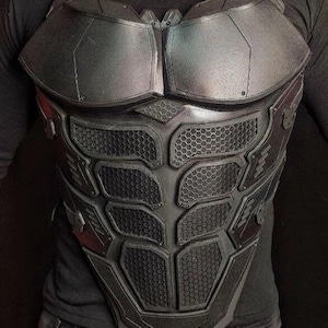 Black Superhero Chest Armor for Cosplay – Handmade Armor Plate, Comic Style Chest Piece, Superhero Costume Armor, Comic Con Cosplay Prop image 2