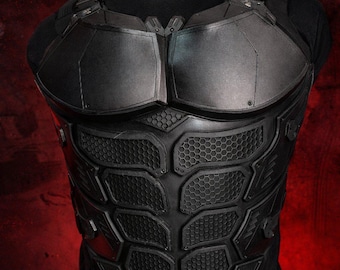 Black Superhero Chest Armor for Cosplay – Handmade Armor Plate, Comic Style Chest Piece, Superhero Costume Armor, Comic Con Cosplay Prop