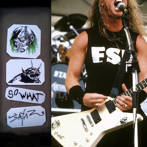 Gitaarstickers Set "SO WHAT" voor Gibson Explorer (James Hetfield Style)