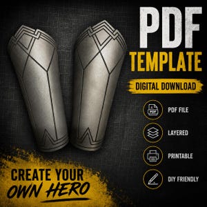Woman Bracers PDF Template, EVA Foam Armor Pattern, Cosplay Wrist Guards, Superhero Arm Bracers, DIY Digital Download