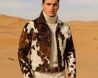 de’s Western-Rindlederjacke - Hair-On-Pony-Hide-Lederjacke mit kräftigem Kuh-Print.