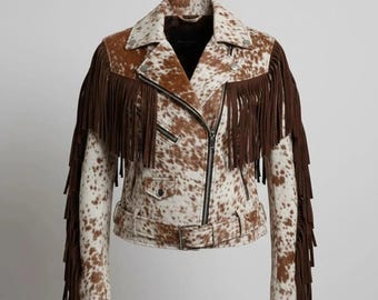 Echte Rindslederlederjacke für Damen - Oberbekleidung aus echtem Leder im westlichen Stil.