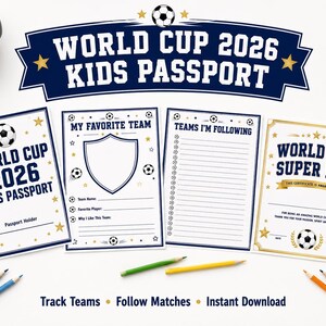 WM 2026 Kinder Pass Printable | Fußball Team Tracker | Fußball-Aufenthaltsbuch | Kinder Turnier Journal | Sofort Download
