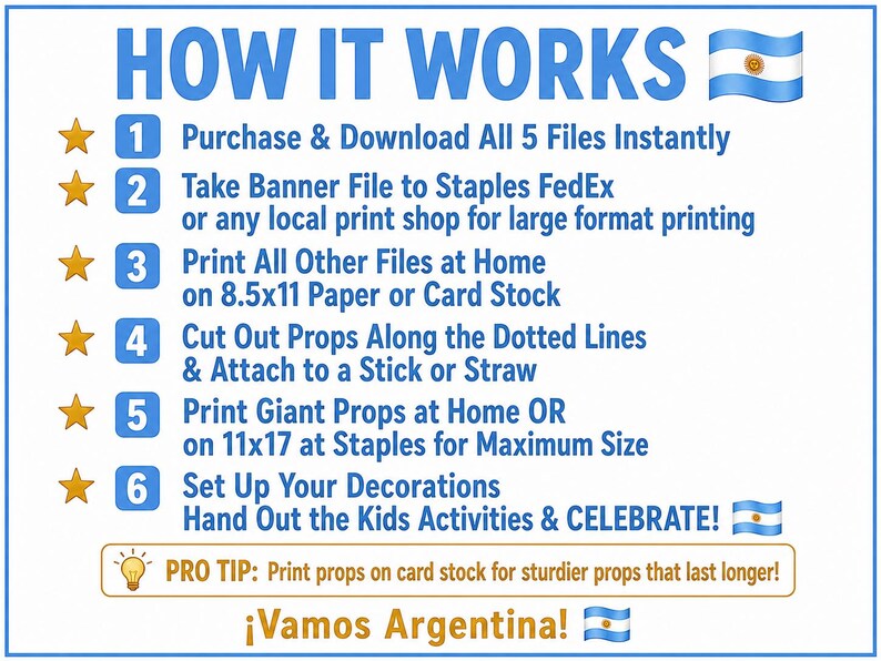 Argentina Party Bundle Printable | Vamos Argentina Pride Party | Instant Download | Banner Props Bingo Kids Activity Giant Flag Sol de Mayo image 10