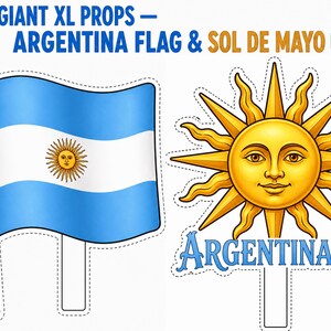 Argentina Party Bundle Printable | Vamos Argentina Pride Party | Instant Download | Banner Props Bingo Kids Activity Giant Flag Sol de Mayo image 7