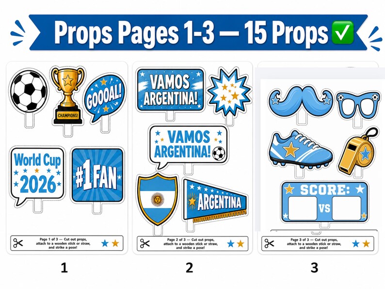 Argentina Party Bundle Printable | Vamos Argentina Pride Party | Instant Download | Banner Props Bingo Kids Activity Giant Flag Sol de Mayo image 4