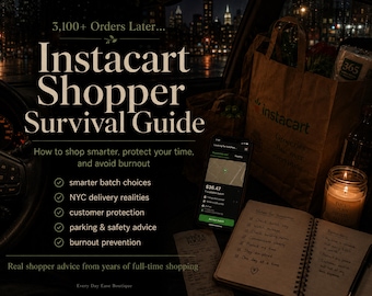 Guía de supervivencia para compradores de Instacart (PDF) Consejos para Instacart en Nueva York Estrategia de lotes Prevención del agotamiento Guía de seguridad para compradores