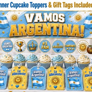Argentina Party Bundle Printable | Vamos Argentina Pride Party | Instant Download | Banner Props Bingo Kids Activity Giant Flag Sol de Mayo image 3