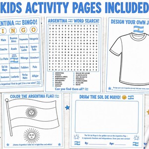 Argentina Party Bundle Printable | Vamos Argentina Pride Party | Instant Download | Banner Props Bingo Kids Activity Giant Flag Sol de Mayo image 2