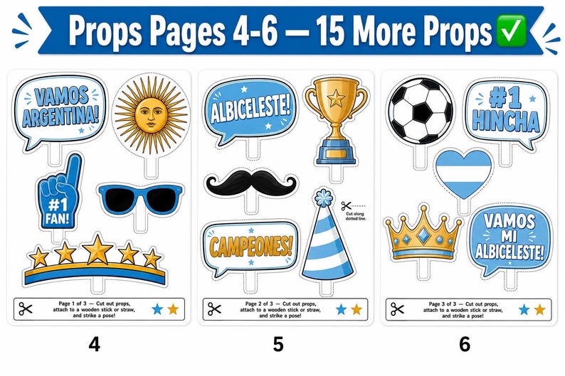 Argentina Party Bundle Printable | Vamos Argentina Pride Party | Instant Download | Banner Props Bingo Kids Activity Giant Flag Sol de Mayo image 5