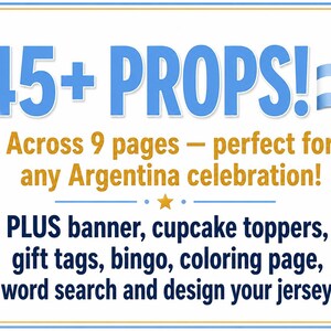 Argentina Party Bundle Printable | Vamos Argentina Pride Party | Instant Download | Banner Props Bingo Kids Activity Giant Flag Sol de Mayo image 11