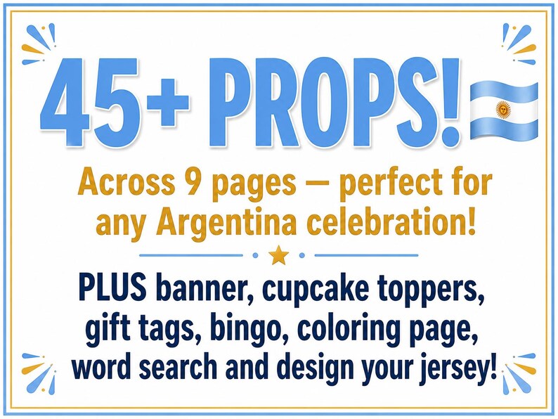 Argentina Party Bundle Printable | Vamos Argentina Pride Party | Instant Download | Banner Props Bingo Kids Activity Giant Flag Sol de Mayo image 11