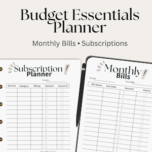 Monthly Bills & Subscription Planner | Minimalist Budget (Digital Download A5/US Letter/iPad)
