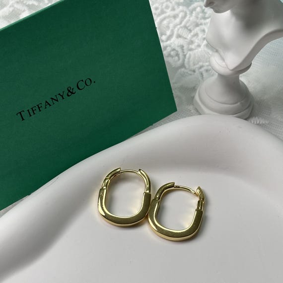 Tiffany Earrings Rectangular U Shape Huggie Geome… - image 2
