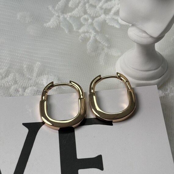 Tiffany Earrings Rectangular U Shape Huggie Geome… - image 7