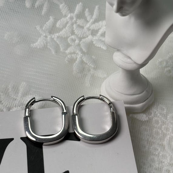 Tiffany Earrings Rectangular U Shape Huggie Geome… - image 6