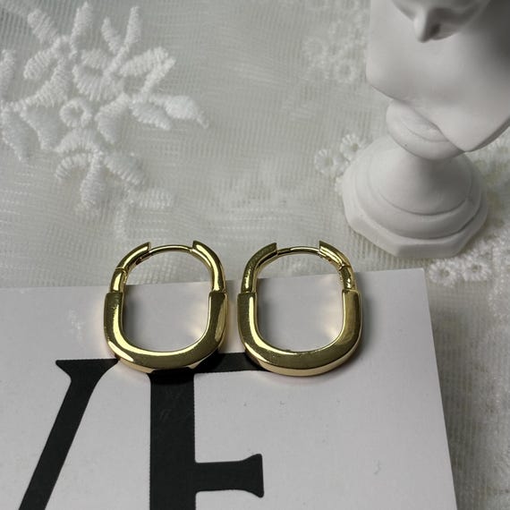 Tiffany Earrings Rectangular U Shape Huggie Geome… - image 5