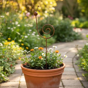 Maceta decorativa con forma de caracol para jardín – Adorno metálico para macetas – Ideal para exteriores, parterres, césped y patios.