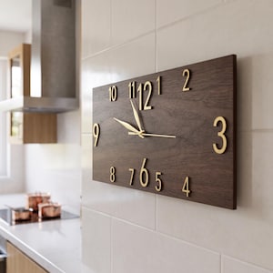 Reloj de pared moderno rectangular de estilo madera