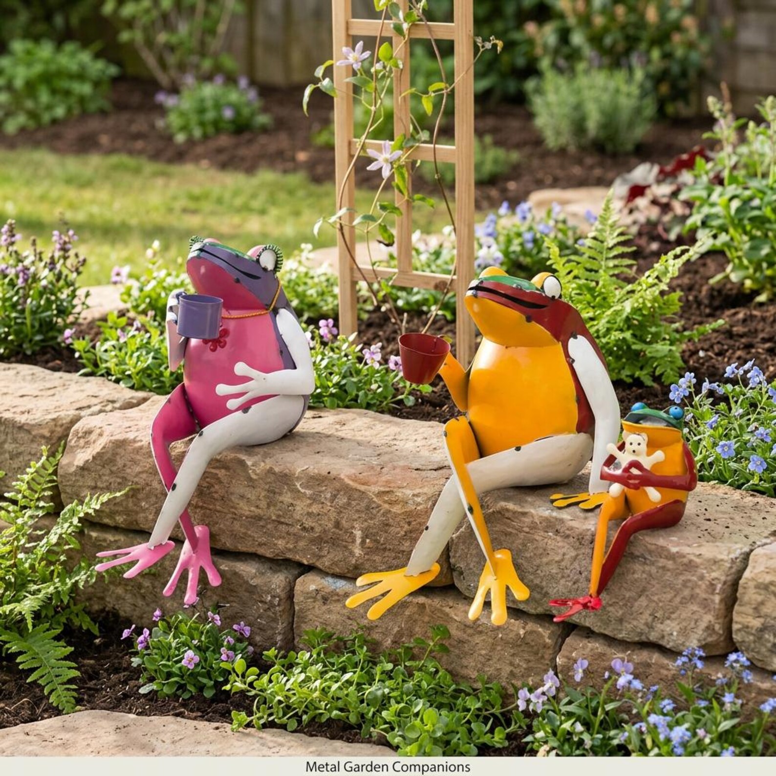 Coffee Break Frog Family – Funny Coffee Drinking Frog Garden Statues ...