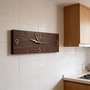 Modern Rectangular Wood-Style Wall Clock