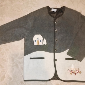 Vintage Pour Toi Wool Trachten Chaqueta: Paisaje alpino, Cottagecore, Hecho en Italia