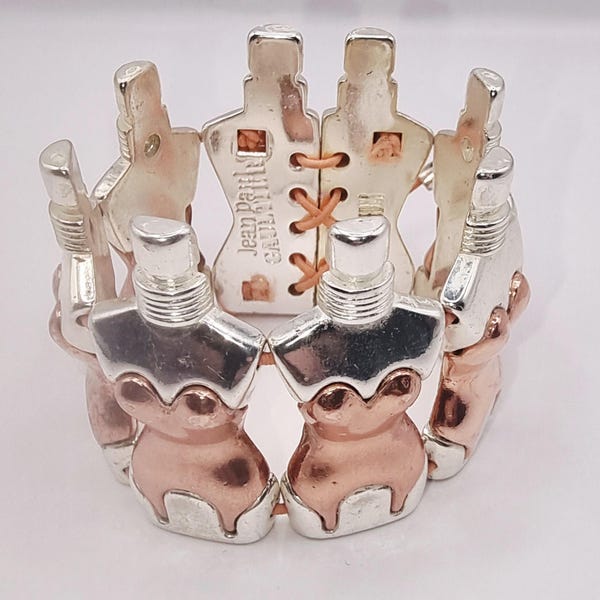 Jean Paul Gaultier Parfums Corset Torso Bracelet, 1990s Mixed Metal Cuff