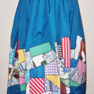 Vintage Handmade Patchwork Full Midi Skirt - Unworn Size S Waist 27"