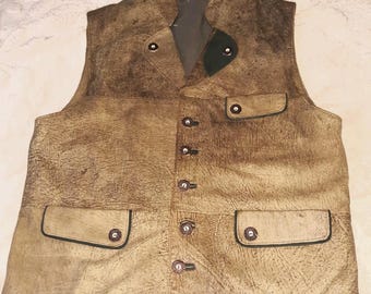 Chaleco de piel auténtica - Piel italiana suave de color marrón. Talla 38 (mediana).