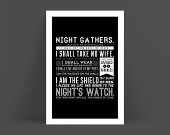 Game of Thrones - Night's Watch Oath Inspired Print