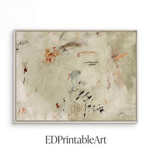 Cy Twombly Style Scribble Art Print, Beige Abstract Expressionist (Digital Download)