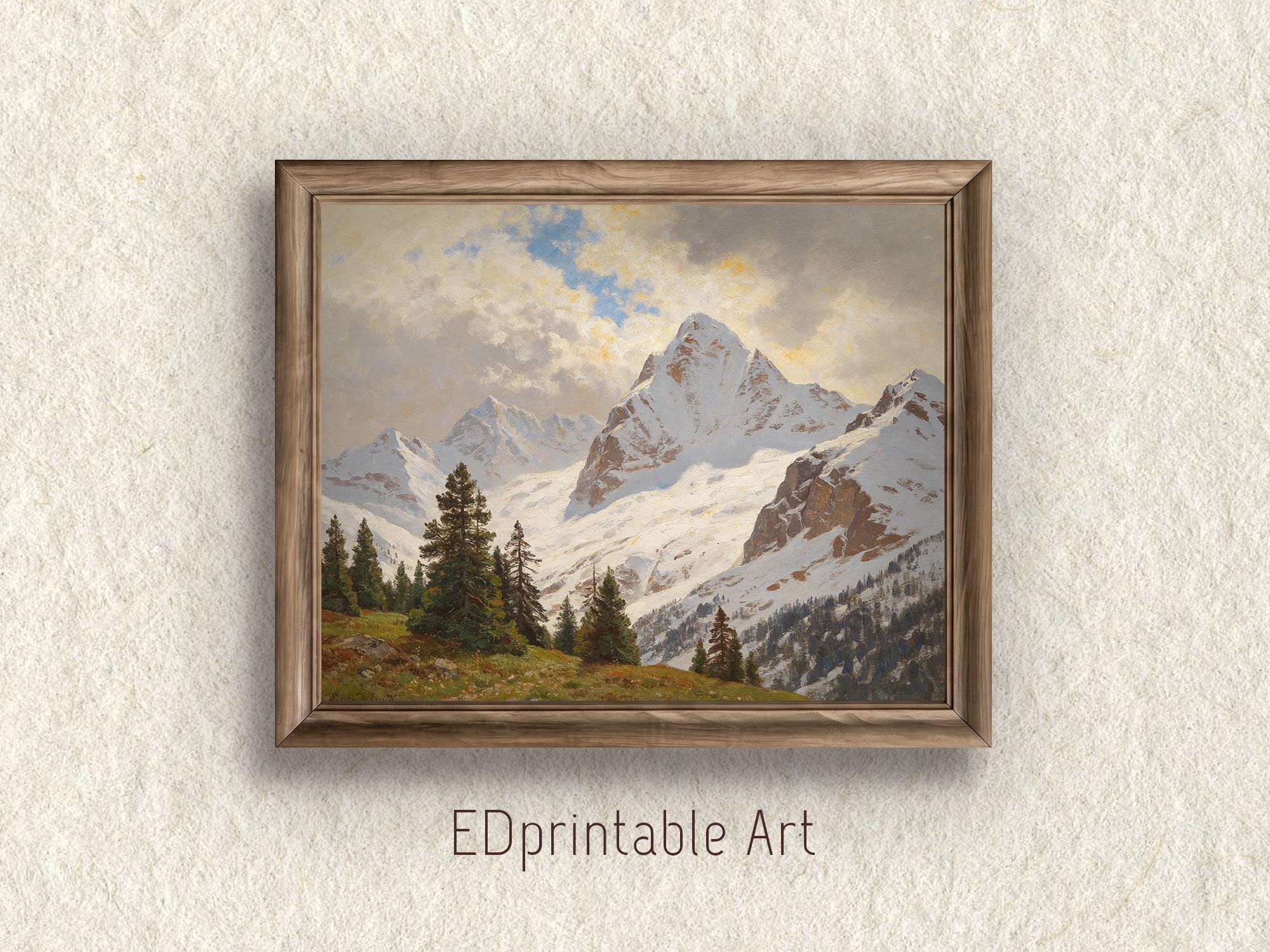 Swiss alps oil painting - Etsy 日本