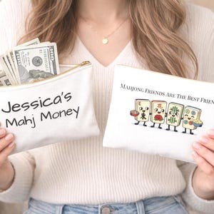 Personalized Mahjong Money Zipper Pouch | Mah-jongg Friends Accessory Bag | Gift for Mahj Lover | Hostess Present for Mahj Obsessed