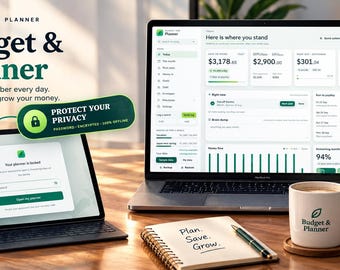 ADHD Money Planner | Password Protected Safe to Spend Tracker & App | Safe to Spend, Paycheck Budget, Bill Tracker, Debt Payoff tool