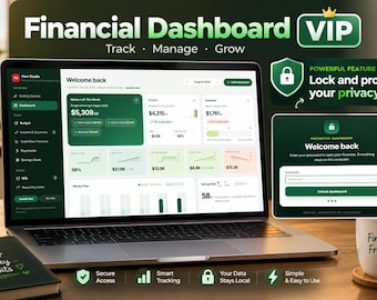Password Protected Personal Finance Dashboard, HTML Budget Planner, Expense Tracker, Debt Payoff, Cash Flow Forecast, Net Worth, Offline App