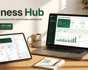 Small Business Management System | Offline CRM, Invoice, Expense, Project & Booking Tracker | HTML Business Dashboard Digital Download