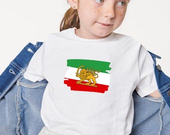 Kids Lion and Sun Persian Flag T-Shirt | Iran Symbol Tee