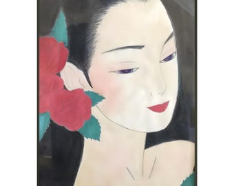 Asian-Inspired Framed Poster - Silk Art Print with Black Aluminium Frame - Home Decor Gift