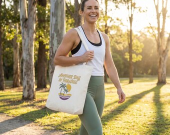 Another Day in Paradise Cotton Tote Bag | Retro Beach Graphic