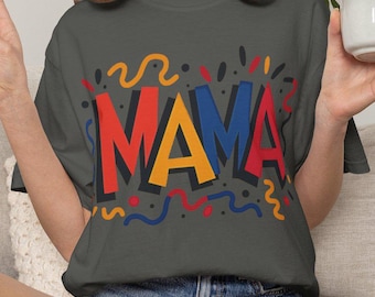 Retro Mama Graphic Shirt, Vintage Rainbow Tee and Cozy Sweatshirt, First Mothers Day Gift