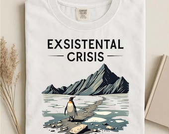 Existential Crisis Penguin T-shirt | Melting Iceberg Illustration