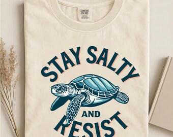 Koszulka Stay Salty Sea Turtle Comfort Colors, koszulka Ocean Activism